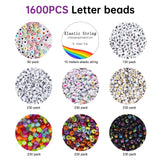 Redtwo 1600 Pcs Letter Beads Kit, 6 Styles of Colorful Alphabet Beads for Bracelet, Number Beads Smiley Face Beads Heart Beads and a Roll of Elastic String for Friendship Bracelet Kit. Redtwo