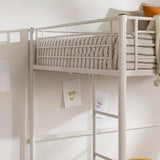 Walker Edison Timothee Urban Industrial Metal Double over Loft Bunk Bed, Full Double, White Walker Edison