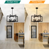 6-Light Black Chandelier, Farmhouse Dining Room Light Fixture, Large Modern Chandelier, Geometric Industrial Metal Hang Lighting Fixture for Foyer Entryway Kitchen Over Table Hallway Living Room Bairth