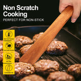 12 Inch Best Wood Spatula for Cooking Teak Kitchen Spatula Turner Flat Wooden Sourdough Spatula for Baking, Scraper Spatula Non Stick Cooking Utensil Egg Flipping Spatula Stirring Spurtle Spatula Ayiaren