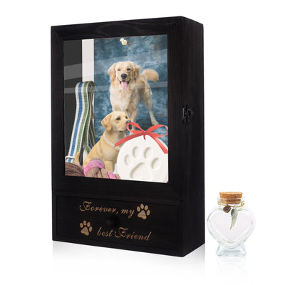 Dmnnlp Dog Memorial Shadow Box, 13.4" Pet Ashes Keepsake with Remembrance Bottle, Wall-Mountable Display Case for Dog/Cat Loss Sympathy Gifts