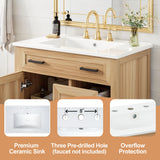 Mirightone 30" Wood Vanity with Sink, Bathroom Vanities 30 Inch with Sink, Single Sink Bathroom Vanity, 30 in Restroom Sink Vanity with 1 Soft Close Doors, 2 Soft Close Drawers, Adjustable Shelf Mirightone