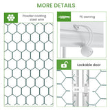 Large Metal Chicken Run, Chicken Coop with Lockable Door Flat Shape Walk-in Chicken Hen House with Waterproof & Anti-UV Cover for Duck Rabbit Habitat Cage Outdoor Poultry Cage for Yard Farm Phonjoroo