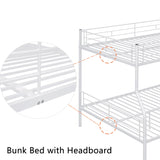 Full XL Over Queen Bunk Bed with Build in Ladder and Guardrail, Convertible Bunk Bed, Heavy Duty Metal Bunk Bed Full XL Over Queen Size Bunk Bed, White Bunk Bed for Kids, Teens, Adults Bellemave