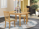 East West Furniture NOAN3-OAK-C 3 Piece Kitchen Table Set Contains a Rectangle Dining Table with Butterfly Leaf and 2 Linen Fabric Dining Room Chairs, 32x54 Inch, Oak East West Furniture