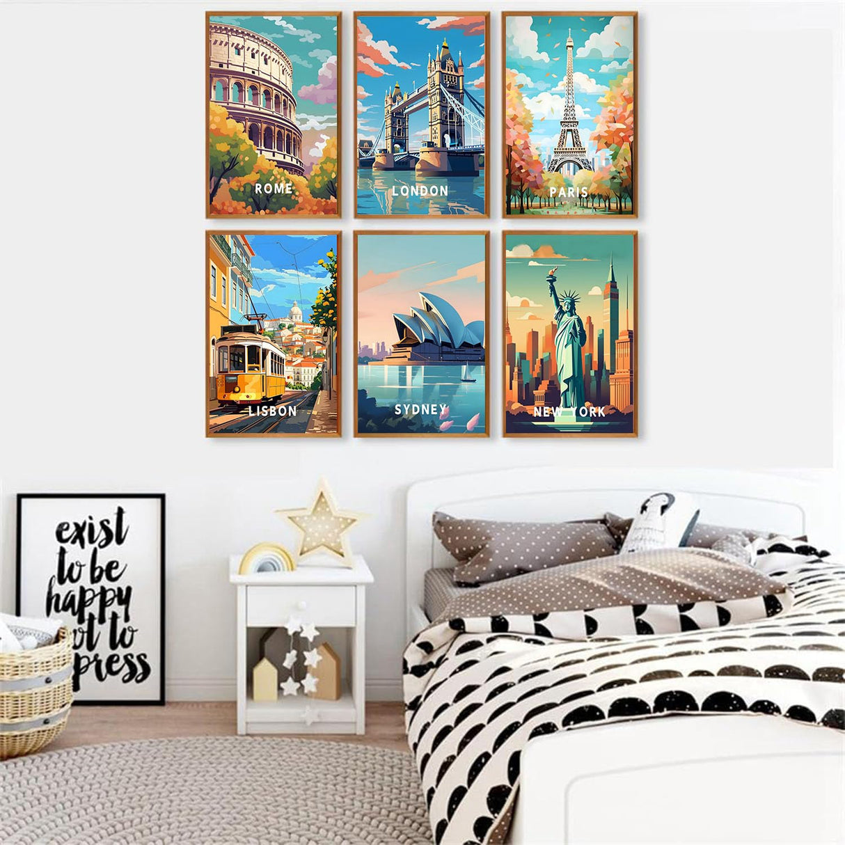 6 Pack Paint by Numbers Kit for Adults Beginners-Easy City Travel Adult Paint by Number Kits on Canvas, DIY Acrylic Oil Painting by Numbers for Adults Without Frame for Gift Home Wall Decor(10x14inch) Arttoplus