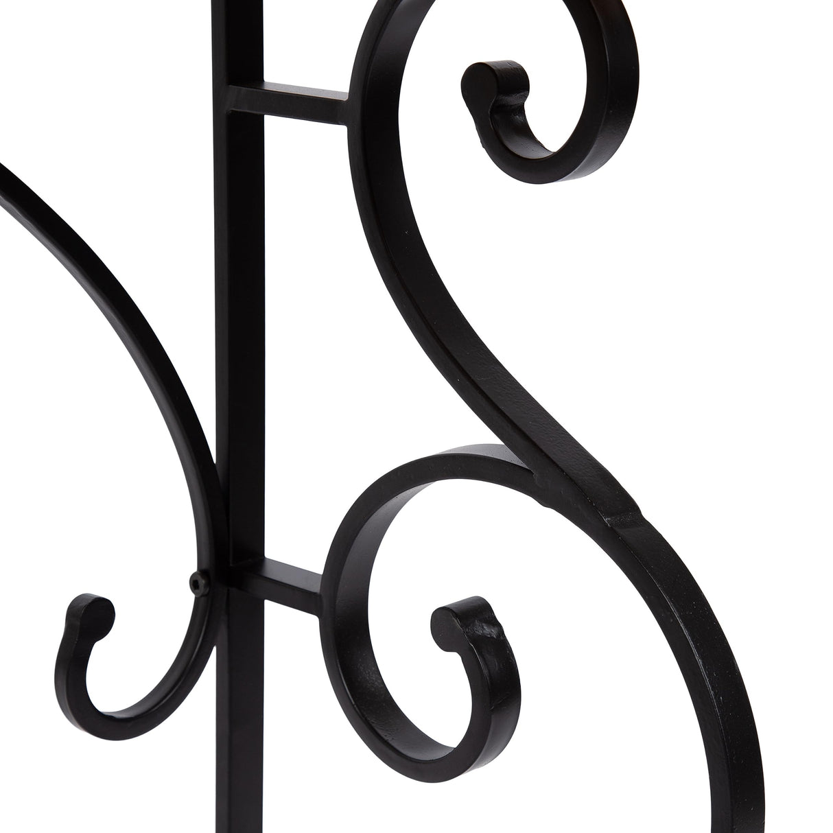 Kate and Laurel Wyldwood Farmhouse Console Table with Ornate Spiral Metal Base and Solid Wood Tabletop, 13x36x30, Black Kate and Laurel