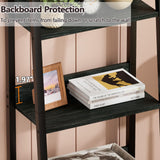 Furologee 4-Tier Ladder Shelf, Ladder Bookshelf with Removable Drawer, Bookcase Storage Rack Organizer, Freestanding Storage Shelves for Living Room, Home Office, Bedroom, Black Oak Furologee