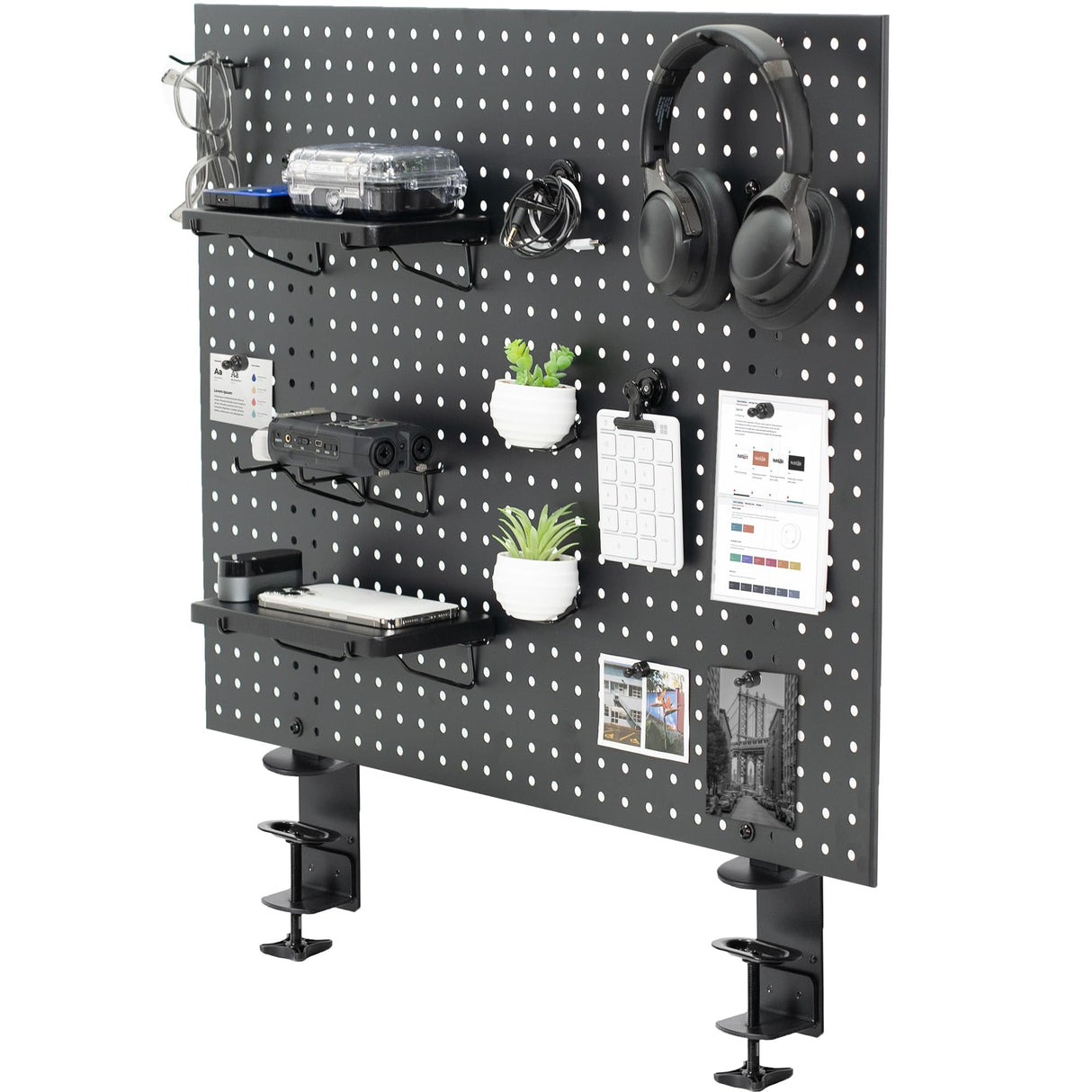 VIVO Steel Clamp-on Desk Pegboard, 30 x 24 inch Privacy Panel, Magnetic Peg Board, Office Accessory Organizer, Above or Below Desk Placement, Black, PP-DK30B-1 VIVO