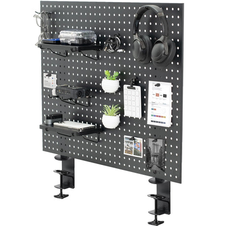 VIVO Steel Clamp-on Desk Pegboard, 30 x 24 inch Privacy Panel, Magnetic Peg Board, Office Accessory Organizer, Above or Below Desk Placement, Black, PP-DK30B-1 VIVO