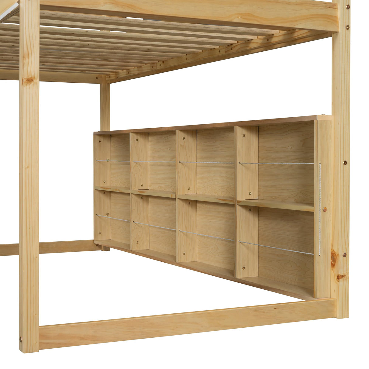 Merax Twin Size Junior Wood Loft Bed with Slide and Storage Shelves, House Loft Bed with Staircase for Girls Boys,Easy Assemble, Natural Merax