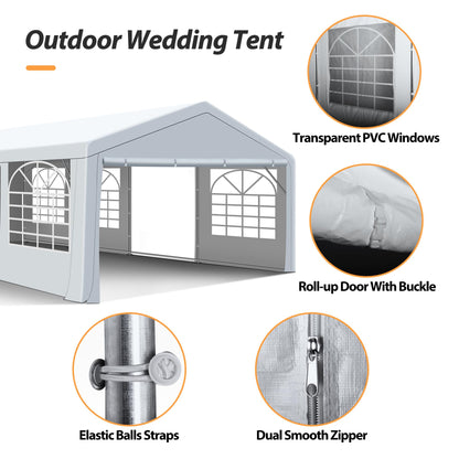 Raysfung 20' x 30' Party Tent Heavy Duty, Wedding Tent with Removable Sidewalls, Outdoor Gazebo Event Shelters Canopy for Birthday Party