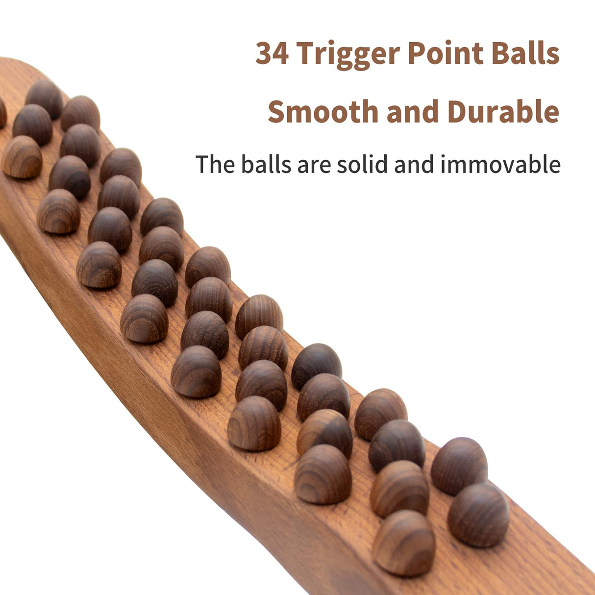 Goodtar Guasha Wood Stick Tools Wooden Therapy Scraping Lymphatic Drainage Massager, Double Row 34 Beads Point Treatment Gua Sha Tools for Back Leg, Anti-Cellulite and Pain Relief(Two Row,34 Beads) Goodtar