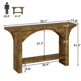 Tarnorci 55 Inches Console Table,2 Tier Farmhouse Entryway Table,Narrow Wood Accent Tables with Storage Shelves for Living Room,Entrance,Hallway,Foyer (Brown) Tarnorci