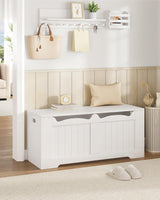 Hzuaneri 43.3" Storage Chest, Extra Large Storage Trunk with 2 Safety Hinges, Lift-Top Bench Box, Wooden Chest Organizer, Shoe Bench for Entryway, Bedroom, Living Room, White SB25503X Hzuaneri