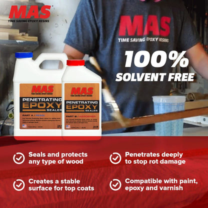 MAS Epoxies Penetrating Epoxy Wood Stabilizer Sealer for Rot Repair and Restoration (1.5 Quarts) - WoodArtSupply