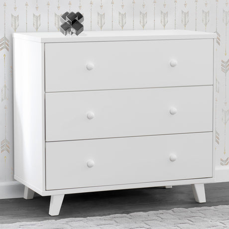 Delta Children Ava 3 Drawer Dresser with Changing Top and Interlocking Drawers - Greenguard Gold Certified, White Delta Children