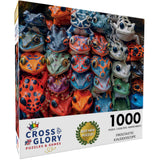 Cross & Glory - Frogtastic Kaleidoscope - 1000 Piece Jigsaw Puzzle for Adults | Vivid Frog Design | Satin Finish Cross & Glory