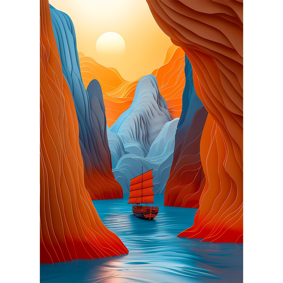 Bgraamiens Puzzle-Voyage- Puzzles for Adults 1000 Pieces, Difficult Challenge Jigsaw Puzzles, Autostereoscopy River Mountains with Sunset Scene Art Puzzles as Wall Decor Impossible Puzzle Bgraamiens