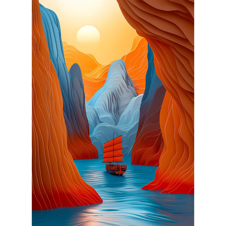 Bgraamiens Puzzle-Voyage- Puzzles for Adults 1000 Pieces, Difficult Challenge Jigsaw Puzzles, Autostereoscopy River Mountains with Sunset Scene Art Puzzles as Wall Decor Impossible Puzzle Bgraamiens