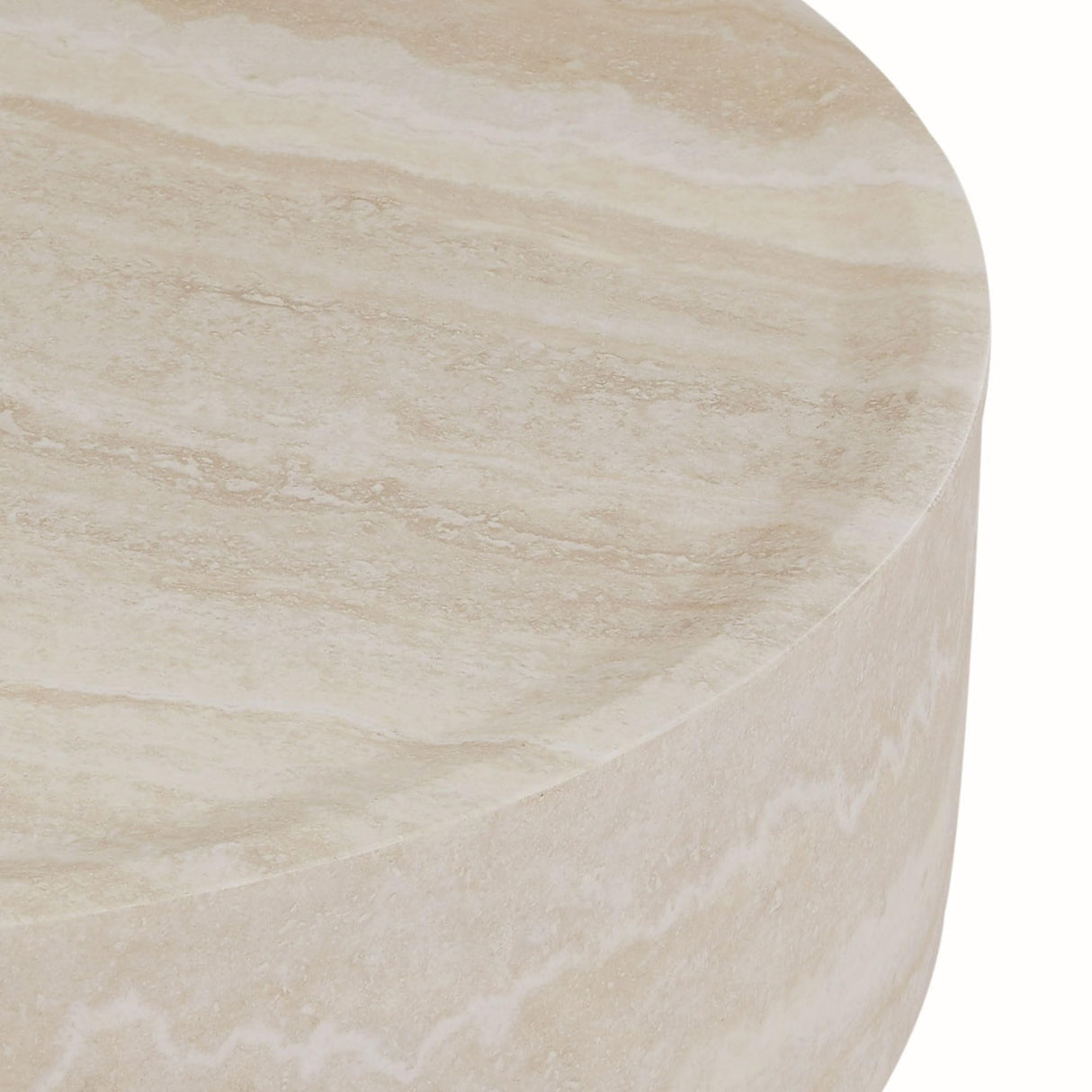KEIKI 35" Round Fiberglass Coffee Table with Faux Mars Pattern, Modern Style Circle Coffee Table with Faux Travertine Textured, No Assembly Required, for Living Room, Bedroom, Reception Room, Marble KEIKI