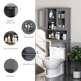 Meilocar Over The Toilet Storage Cabinet, Bathroom Storage Cabinet Over Toilet, Space Saver with 2 Tempered Glass Doors, Grey Meilocar