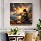 Jesus Seashore Prayer Diamond Art Kits for Adults, 5D Diamond Painting Kits for Adults Beginners, DIY Full Round Drill Diamond Dot Painting Gem Art Kits for Adult, Home Wall Decor 13.8x13.8 Inch VCLKDIY
