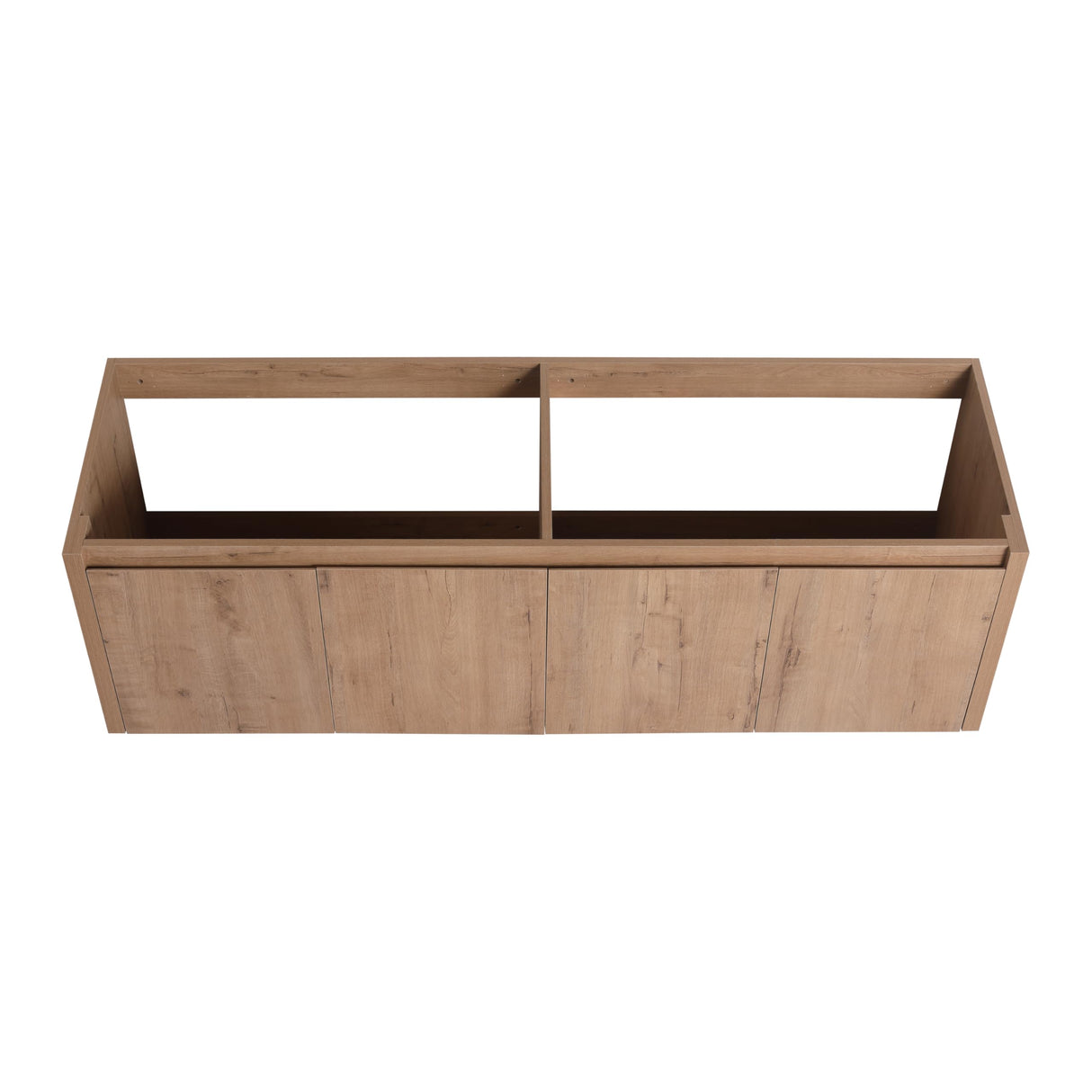 60" Floating Bathroom Vanity,60 Inch Bathroom Vanity Without Top Sink,Modern Floating Vanity Cabinet,Brown Wall Mounted Cabinet with Soft Closing Doors,Plywood(Sink Basin Not Included) WoodArtSupply