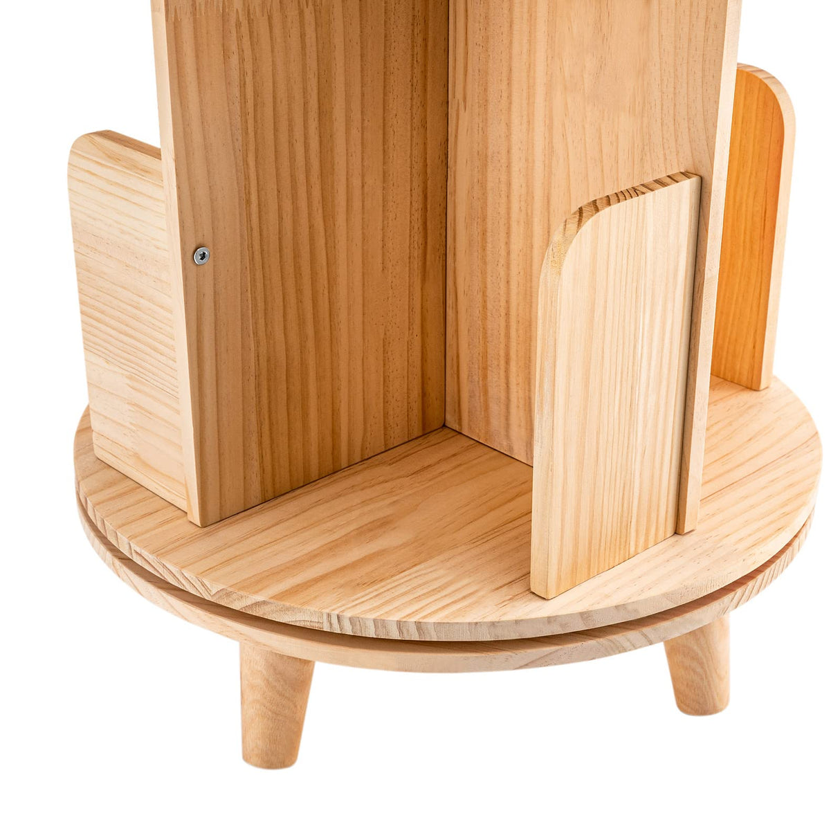 360-Degree Rotating Wooden Bookshelf Organizer with 2 Tiers for Stylish Storage Oiveinya