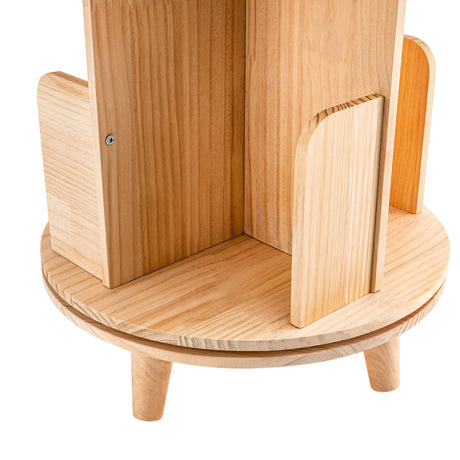 Rustic 2-Tier Rotating Corner Bookshelf Organizer for Kids and Adults AKaSping