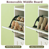 HUAHUU Shoe Cabinet with 4 Flip Drawers, Shoe Storage Cabinet with Mounted Rack & Adjustable Shelves, Shoe Cabinets Storage for Entryway, Hallway, Narrow Shoe Cabinet with Metal Legs, White HUAHUU