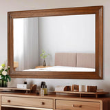 Tanmicoshomy Wood Mirror 24 x 36 inch, Solid Wood Framed Rectangle Bathroom Mirrors for Living Room,Bedroom,Office or Entryway (Brown, 24x36in) Tanmicoshomy
