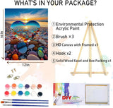 MIRCVSH Love Stone Paint by Numbers for Adults with Framed Canvas-with Wooden Easel,Paint by Number on Canvas,DIY Acrylic Oil Painting Kits with Brushes Nice Gift Box for Home Wall Decor(12x16 Inch) MIRCVSH