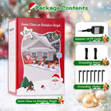 12 FT Christmas Inflatables Outdoor Decorations Santa Claus on Sleigh, Blow Up 3 Reindeers Pulling Santa's Sleigh with Gift Boxes, Built in LED Lights for Christmas Party Decor, Yard, Garden Lawn FunFanso