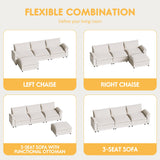 Homall Modular Sectional Sofa, Loveseat Sofa Couch with Reversible Ottoman, DIY Combination Chenille Deep Seat Cloud Couch for Living Room, Apartment (White, L Shaped Sofa) Homall