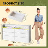 WLIVE 9 Drawer Led Dresser for Bedroom, 58.35'' White Wood Dresser Storage Organizer with Power Outlets for 65'' TV, Dressers with Open Shelves, Chest of Drawers for Closet, Living Room WLIVE