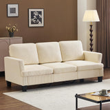 VINGLI Beige 83" Sofa Couches for Living Room, Corduroy Modern Comfy 3 Seater Couch 25.6" Deep Seat Upholstery Cozy Sofas for Small Space, Bedroom, Apartment, Home Office VINGLI