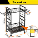 3 Tier Garden Tool Organizer, Garage Storage and Organization, Metal Yard Tools Storage up to 78 Tools, Heavy Duty Garden Tool Organizer for Garage, Yard, Patio, Shed, Indoors and Outdoors, Black GIOTORENT