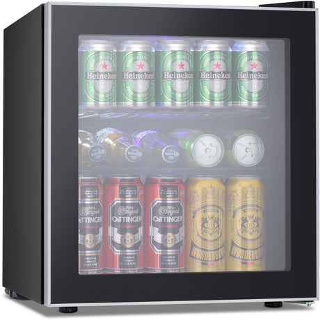 Antarctic Star Mini Fridge Cooler - 60 Can Beverage Refrigerator Glass Door for Beer Soda or Wine –Small Drink Dispenser Machine Removable for Home, Office or Bar, 1.6cu.ft. Antarctic Star