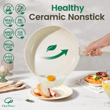 Chef Power Ceramic Cookware Set Non Toxic with Detachable Handles, Healthy Nonstick Pans and Pots Set 19 Pcs, Induction Dishwasher Oven Safe Kitchen Set, PFAS PFOA & PTFE Free, Cream White Chef Power