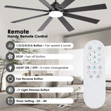 Kayleik 72 Inch Large Ceiling Fan with Lights and Remote, Black Ceiling Fan for 8 Blades 6 Speed Reversible Quiet DC Motor, Outdoor Ceiling Fans for Living Room,Patio,Garage,and Commercial Spaces Kayleik