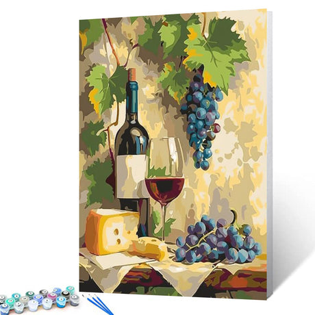 Paint by Numbers for Adults Beginners Grape and Wine DIY Oil Painting on Canvas 16x20 Inch Acrylic Pigment Watercolor Paint kits Rustic Style Artwork Retro hHome Wall Art Decor Gift (Frameless) Aihonmin