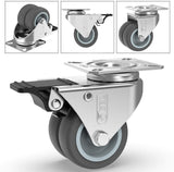 GBL 2 inch Casters Set of 4 Heavy Duty with 2 Locking Brakes + Screws - Up to 880Lbs - Swivel Caster Wheels - No Floor Marks Silent Plate Casters - Silver Castor GBL