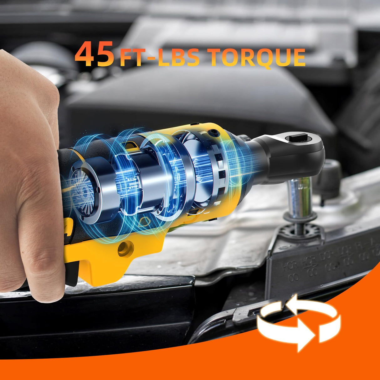 Mount Jasper Electric Ratchet, 3/8" 21V Power Cordless Ratchet, with Variable Speed and Trigger Safety Lock, LED Light, 7 Sockets, 1/4" Drive Adapter, 3" Extension Rod(Battery not included) Mount Jasper