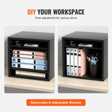 VEVOR Literature Organizers, 5 Compartments Office Mailbox with Adjustable Shelves, Wood Literature Sorter 13.9x12x13 inches for Office, Home, Classroom, Mailrooms Organization, EPA Certified, Black VEVOR