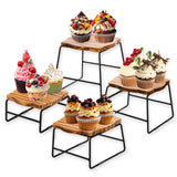 ZENFUN 4 Piece Wood Buffet Risers, Dessert Table Risers Food Display Riser, Pizza Pan Riser, Cupcake Stand & Wood Display Risers, Nesting Food Platter and Plate Holder ZENFUN