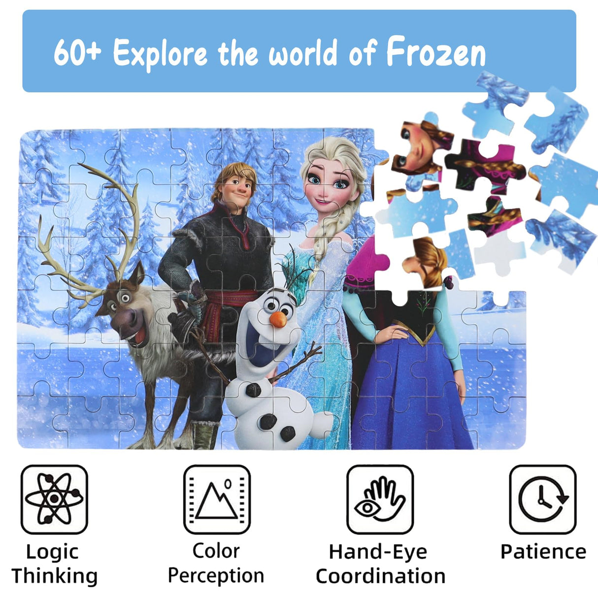 Princess Puzzles for Kids Ages 4-8 60 Pieces Puzzles for Kids Ages 3-5 Princess Puzzle for Girls and Boys Toys Jigsaw Puzzles in a Metal Box Educational Puzzles (Princess 0679) doovide