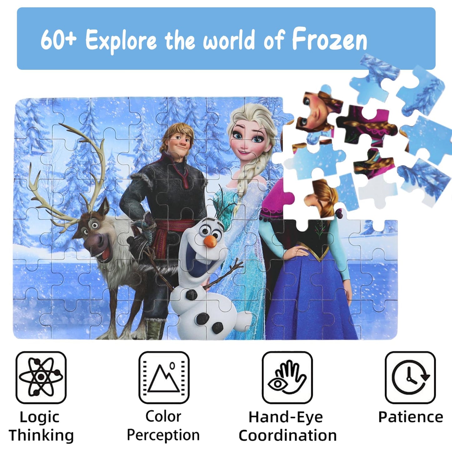 Princess Puzzles for Kids Ages 4-8 60 Pieces Puzzles for Kids Ages 3-5 Princess Puzzle for Girls and Boys Toys Jigsaw Puzzles in a Metal Box Educational Puzzles (Princess 0679)