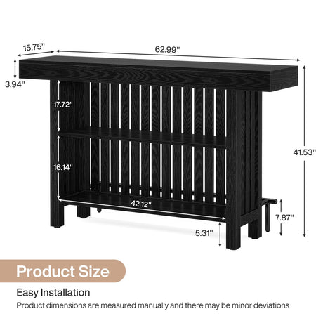 Tribesigns 63-Inch Large Home Bar Unit, 2-Tier Mini Bar Table Height Pub Table with Footrest, Modern Black Coffee Bar Cabinet for Home Kitchen, Bistro, Dining Room, Living Room Tribesigns