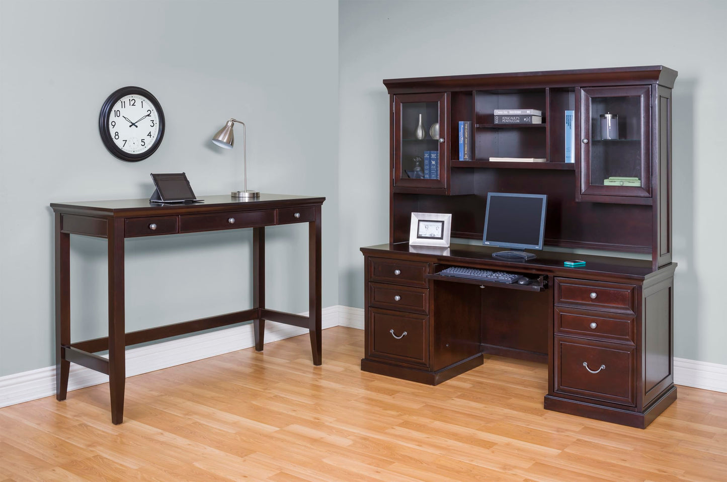 Martin Furniture Fulton Computer Credenza, Fully Assembled, Brown - WoodArtSupply